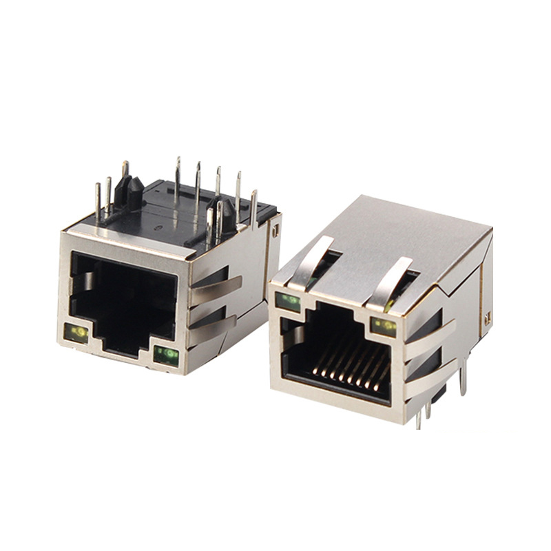 开口朝上 百兆带灯RJ45网络滤波器插