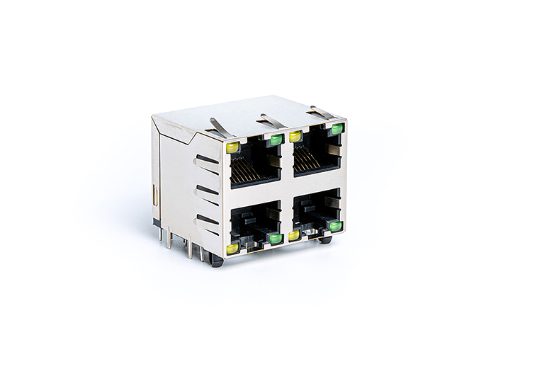 90度RJ45网络连接器 卧式双层2×