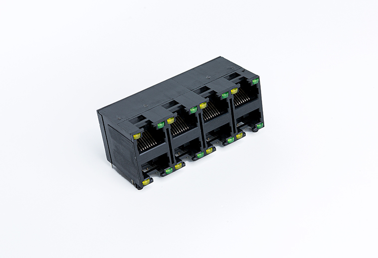 90度RJ45网络连接器  卧式2×4