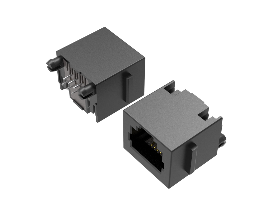 RJ11立式超薄6P6C全塑无灯带边1