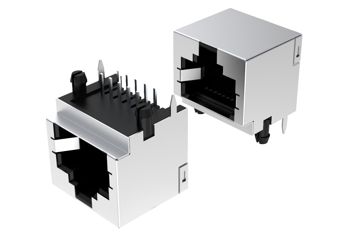 RJ50卧式10P10C 90度柱子侧
